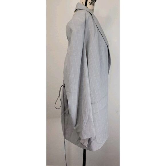 Maeve Reilly x BCBGMaxAzria Formosa Lace-Up Blazer Sz Medium Gray Striped NWT - Picture 6 of 12